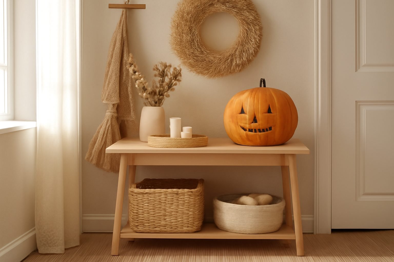 Eingangsbereich für den Halloween Abend vorbereiten