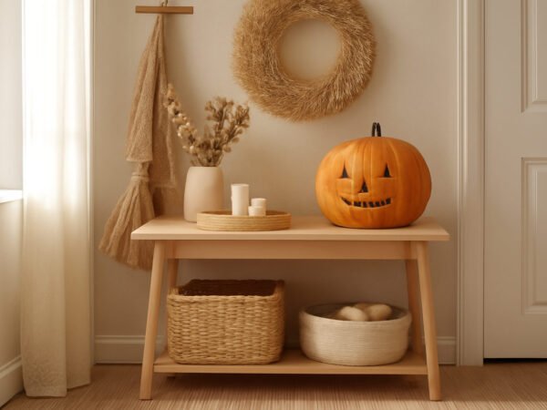 Eingangsbereich für den Halloween Abend vorbereiten
