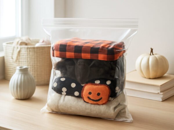 Halloween Textildeko im Vakuumbeutel lagern in 6 Schritten