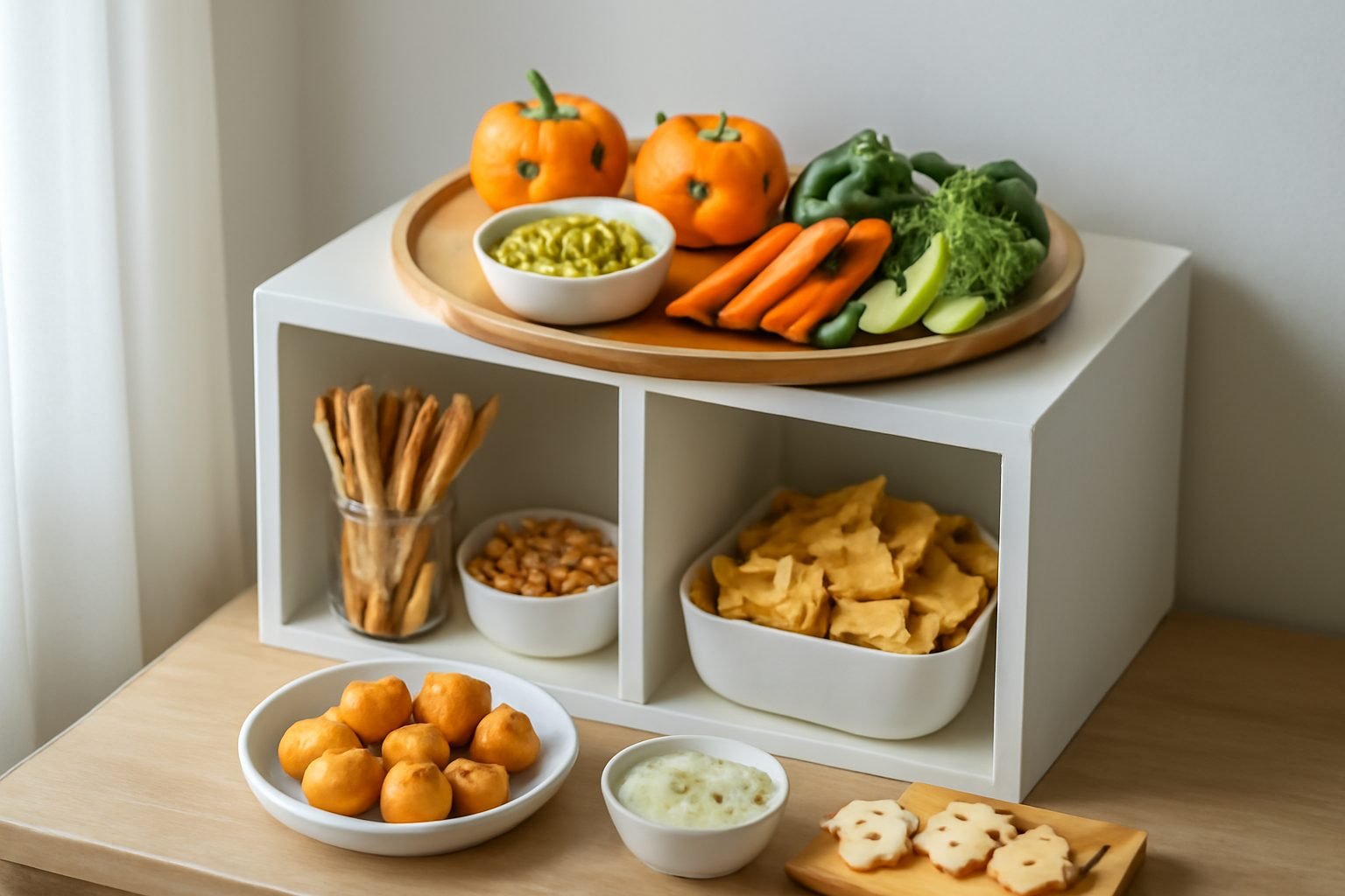 Vorratsschrank für Halloween Partysnacks ordnen